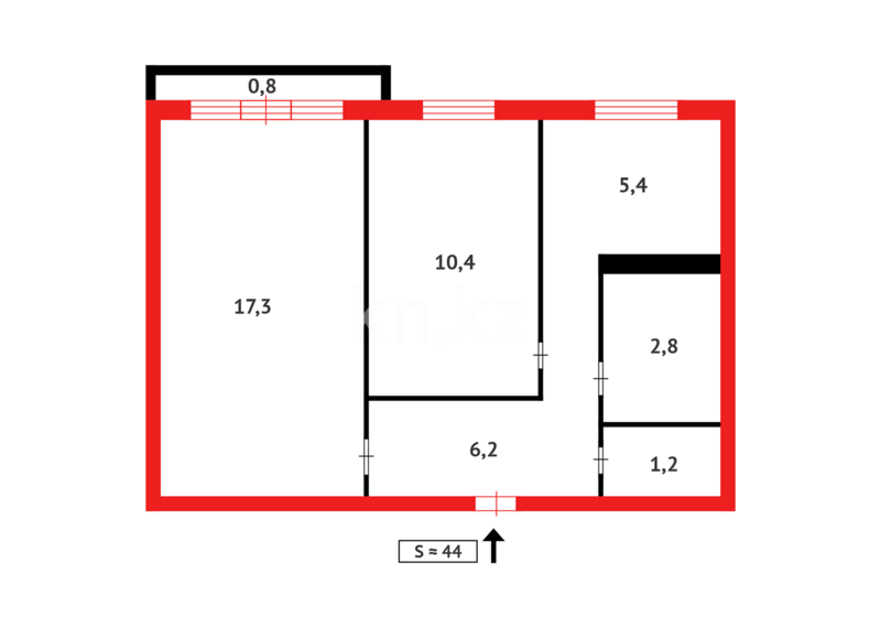 Продажа 2-комнатной квартиры, 44 м² - Продажа двухкомнатных квартир в Темиртау - страница 5 фото 7 из 7