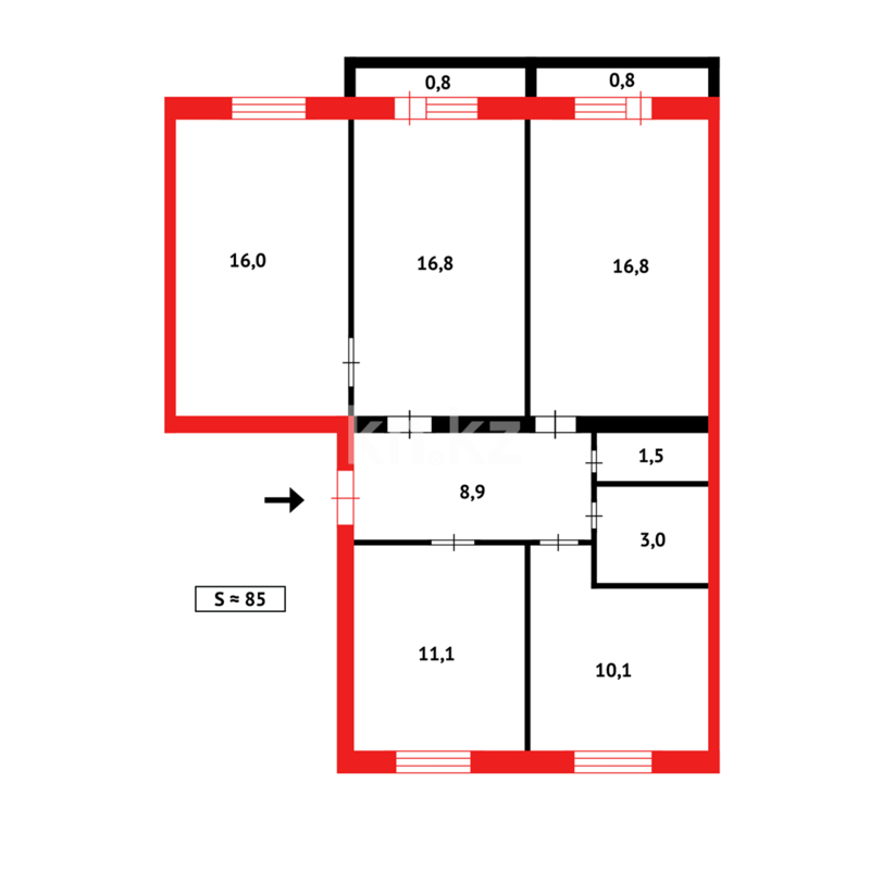 Продажа 4-комнатной квартиры, 85 м² - Недвижимость в Темиртау - страница 30 фото 13 из 13