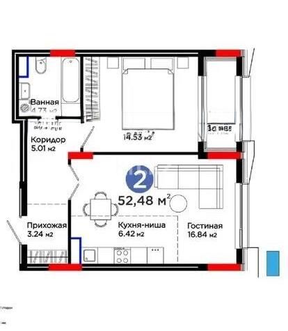 Продажа 2-комнатной квартиры, 53 м² - Продажа двухкомнатных квартир в р-не Сарайшык Астаны - страница 22 фото 1 из 1