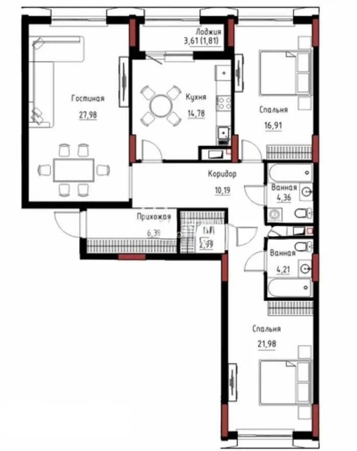Продажа 3-комнатной квартиры, 109.68 м² - Продажа трехкомнатных квартир в монолитно-каркасном доме в Казахстане фото 1 из 1