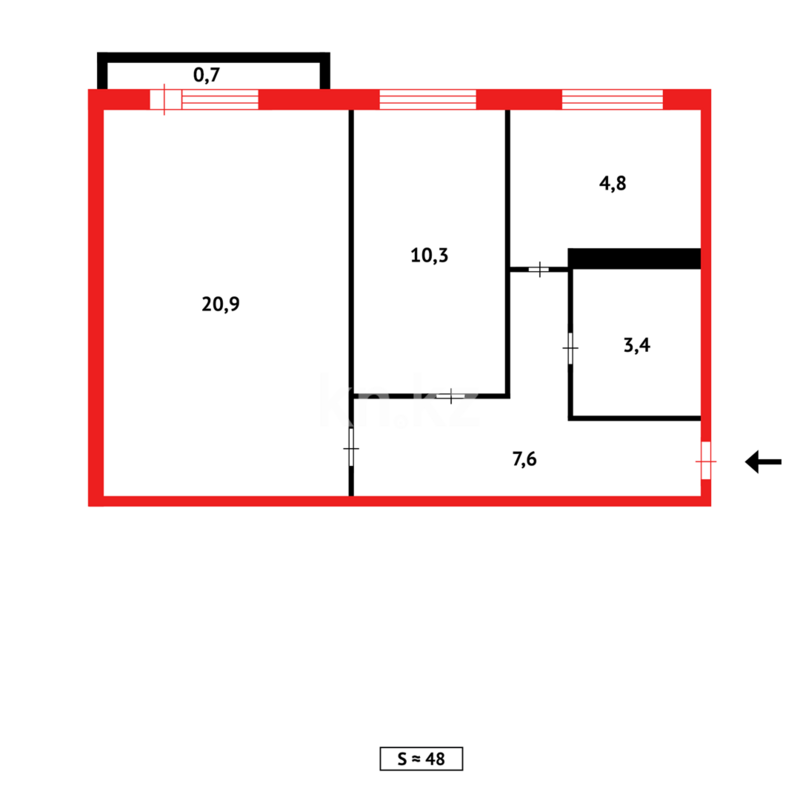 Продажа 2-комнатной квартиры, 47 м² - Продажа двухкомнатных квартир в кирпичном доме в Караганде - страница 7 фото 15 из 15