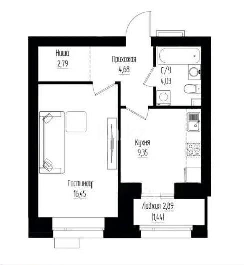 Продажа 1-комнатной квартиры, 37.75 м² - Продажа квартир в Казахстане - страница 3 фото 1 из 1