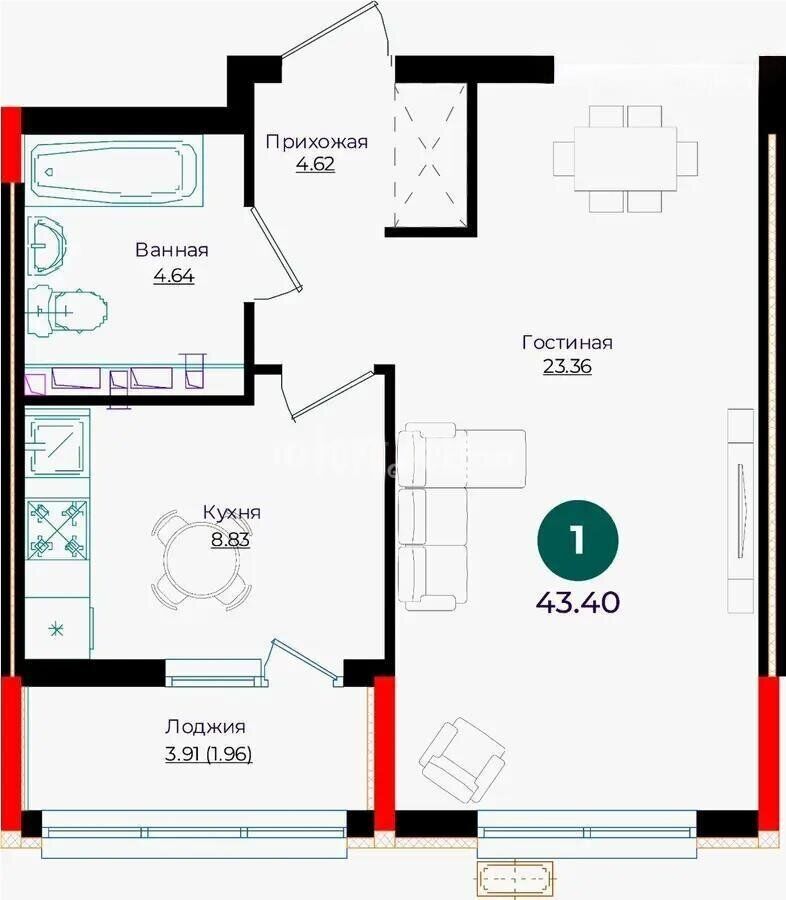 Продажа 1-комнатной квартиры, 43.4 м² - Продажа квартир от собственников в Астане - страница 14 фото 1 из 1