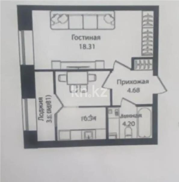 Продажа 1-комнатной квартиры, 39 м² - Продажа однокомнатных квартир в р-не Сарыарка Астаны - страница 7 фото 1 из 1
