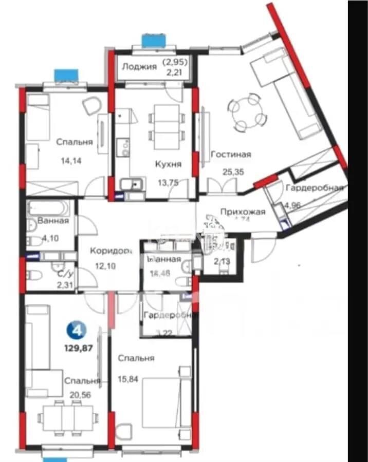 Продажа 4-комнатной квартиры, 130 м² - Продажа квартир в монолитно-каркасном доме в Астане - страница 140 фото 5 из 5