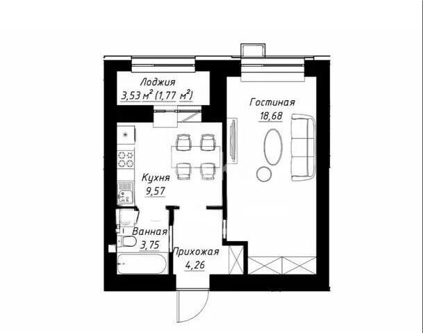 Продажа 1-комнатной квартиры, 38 м² - Продажа однокомнатных квартир в кирпичном доме в Казахстане - страница 103 фото 1 из 1