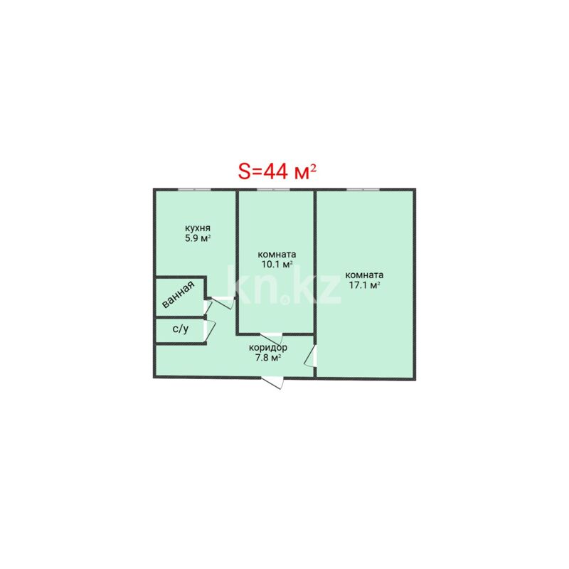 Продажа 2-комнатной квартиры, 44 м² - Продажа квартир в Костанае фото 1 из 1