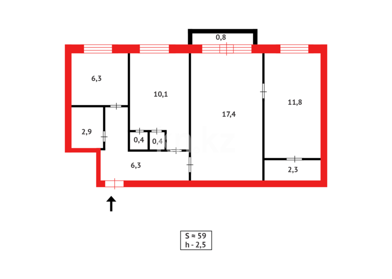 Продажа 3-комнатной квартиры, 58 м² - Продажа домов, коттеджей в Абае фото 7 из 7