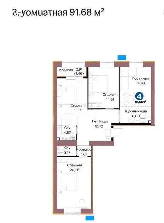 Продажа 3-комнатной квартиры, 91.68 м² - Продажа квартир в кирпичном доме в Астане - страница 190 фото 1 из 1