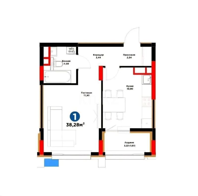 Продажа 1-комнатной квартиры, 38.3 м² - Продажа квартир в Казахстане - страница 47 фото 1 из 1