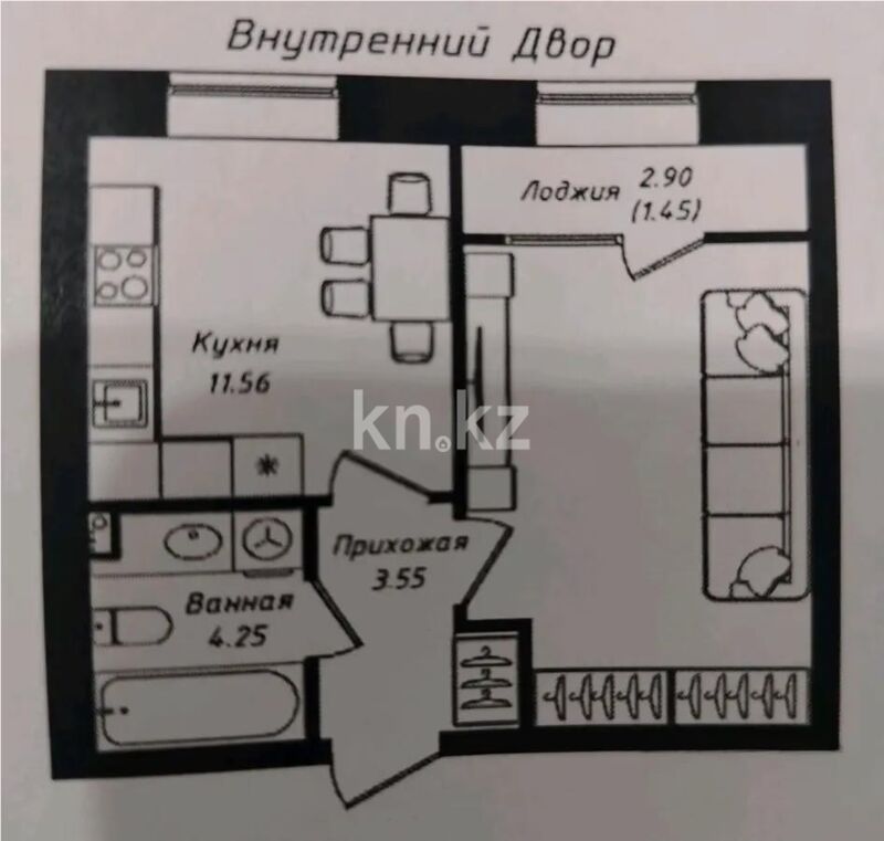 Продажа 1-комнатной квартиры, 36.4 м² - Продажа однокомнатных квартир в р-не Сарыарка Астаны - страница 10 фото 1 из 1