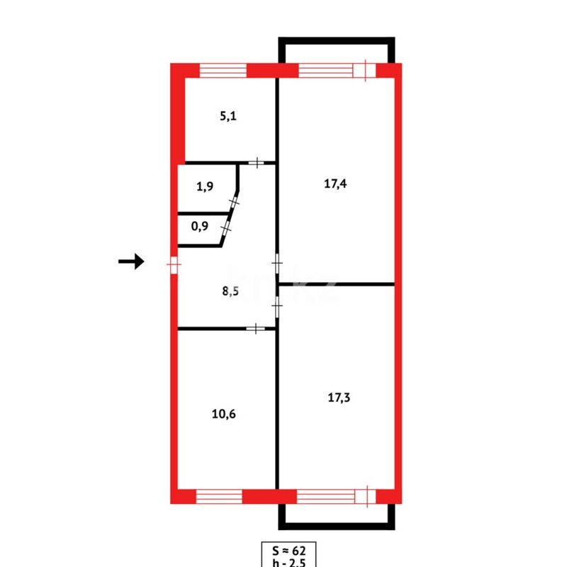 Продажа 3-комнатной квартиры, 61 м² - Продажа трехкомнатных квартир в панельном доме в Казахстане - страница 37 фото 14 из 14