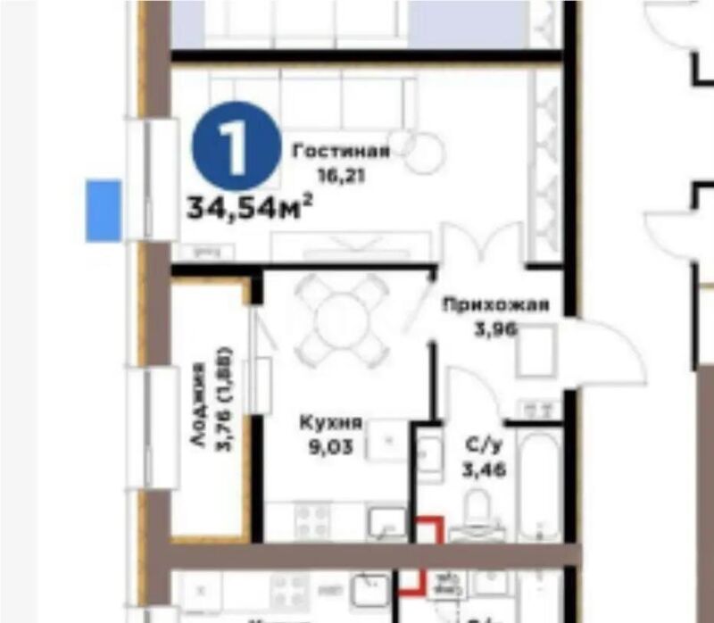 Продажа 1-комнатной квартиры, 35 м² - Продажа квартир в р-не Нура Астаны - страница 2 фото 3 из 3