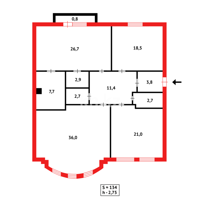 Продажа 3-комнатной квартиры, 134.2 м² - Продажа трехкомнатных квартир в монолитно-каркасном доме в Казахстане - страница 111 фото 9 из 9