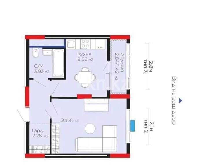 Продажа 1-комнатной квартиры, 35.86 м² - Продажа однокомнатных квартир в блочном доме в Казахстане - страница 44 фото 1 из 1