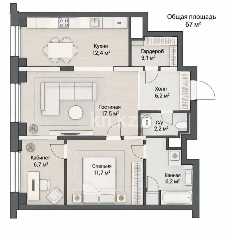 Продажа 3-комнатной квартиры, 67 м² - Продажа квартир в монолитно-каркасном доме в Алматы - страница 12 фото 5 из 5