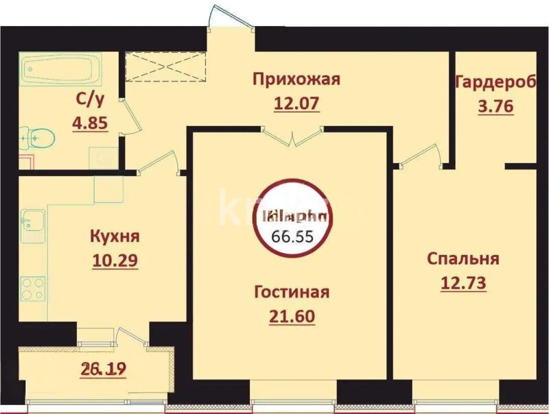 Продажа 2-комнатной квартиры, 65.5 м² - Продажа двухкомнатных квартир в р-не Есиль Астаны - страница 3 фото 6 из 6