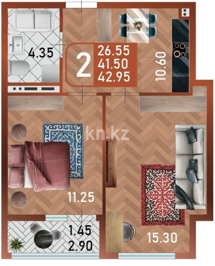 Продажа 2-комнатной квартиры, 42.95 м² - Продажа двухкомнатных квартир в р-не Сарайшык Астаны - страница 23 фото 1 из 1