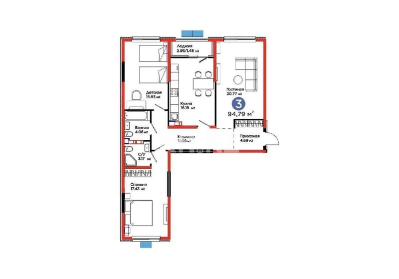 Продажа 3-комнатной квартиры, 94.2 м² - Продажа трехкомнатных квартир в Турксибском р-не Алматы - страница 3 фото 2 из 2