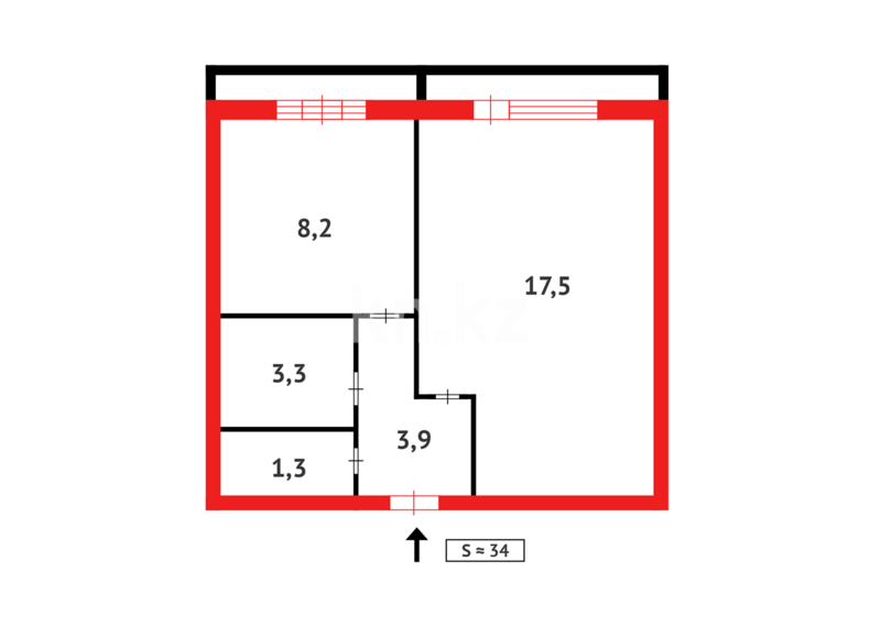 Продажа 1-комнатной квартиры, 37 м² - Продажа квартир в Михайловке Караганды - страница 3 фото 7 из 7