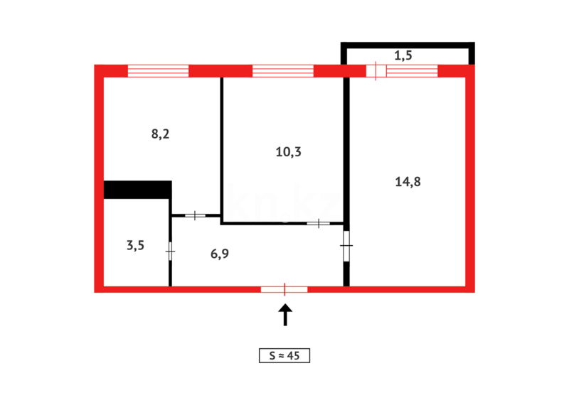 Продажа 2-комнатной квартиры, 45 м² - Продажа двухкомнатных квартир в Абае - страница 3 фото 9 из 9