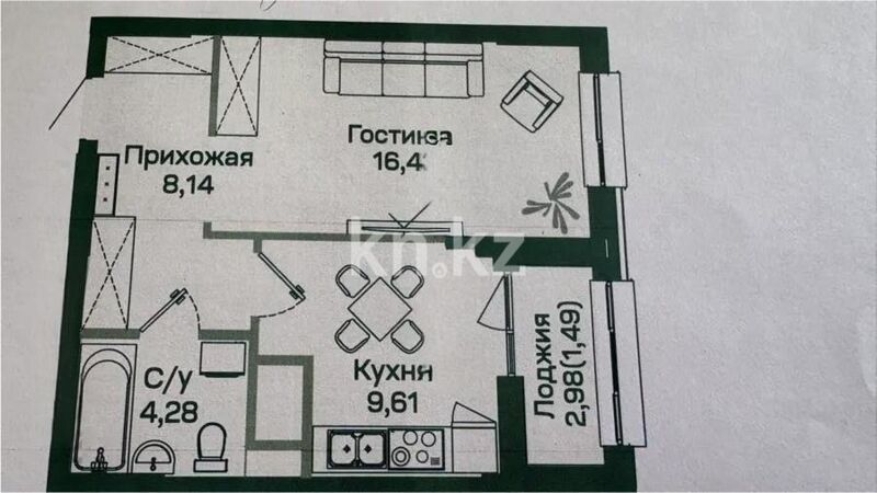 Продажа 1-комнатной квартиры, 40 м² - Продажа квартир в р-не Сарайшык Астаны - страница 4 фото 1 из 1