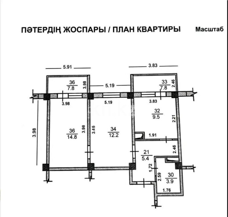 Продажа 2-комнатной квартиры, 49.7 м² - Продажа двухкомнатных квартир от собственников в Казахстане - страница 3 фото 1 из 1