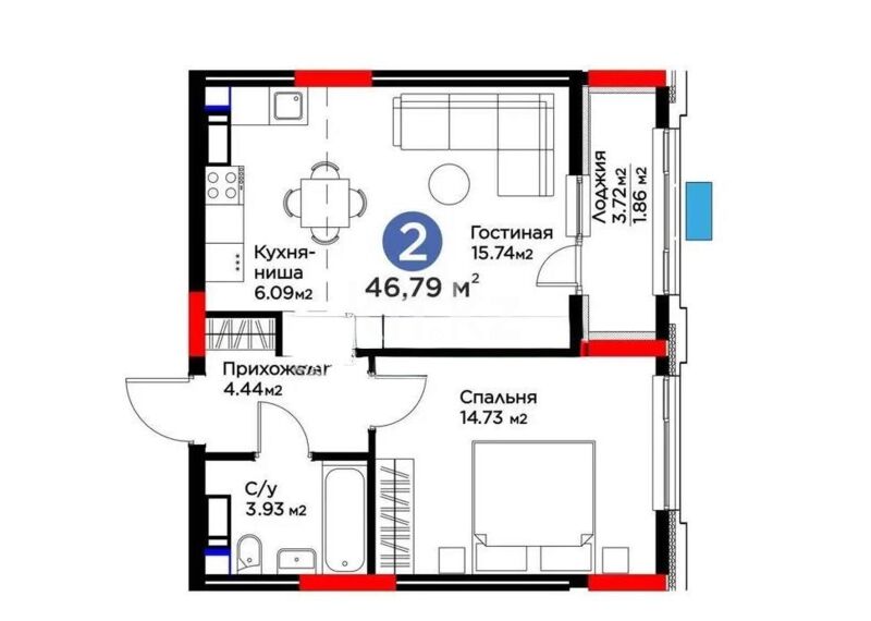 Продажа 2-комнатной квартиры, 49 м² - Продажа двухкомнатных квартир в блочном доме в Казахстане - страница 65 фото 1 из 1