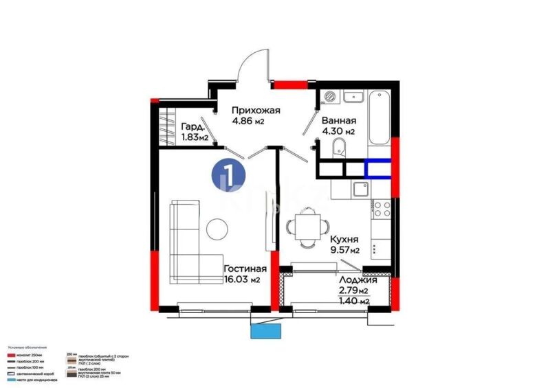 Продажа 1-комнатной квартиры, 37.99 м² - Продажа однокомнатных квартир в р-не Есиль Астаны - страница 27 фото 3 из 3