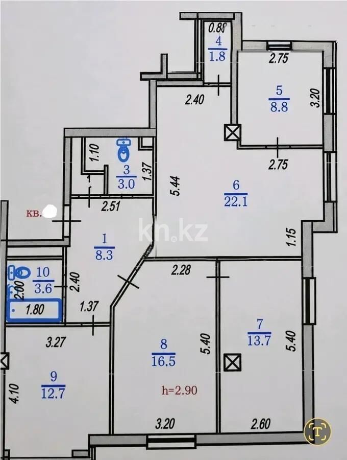 Продажа 4-комнатной квартиры, 92 м² - Продажа четырехкомнатных квартир в Алмалинском р-не Алматы - страница 4 фото 1 из 1
