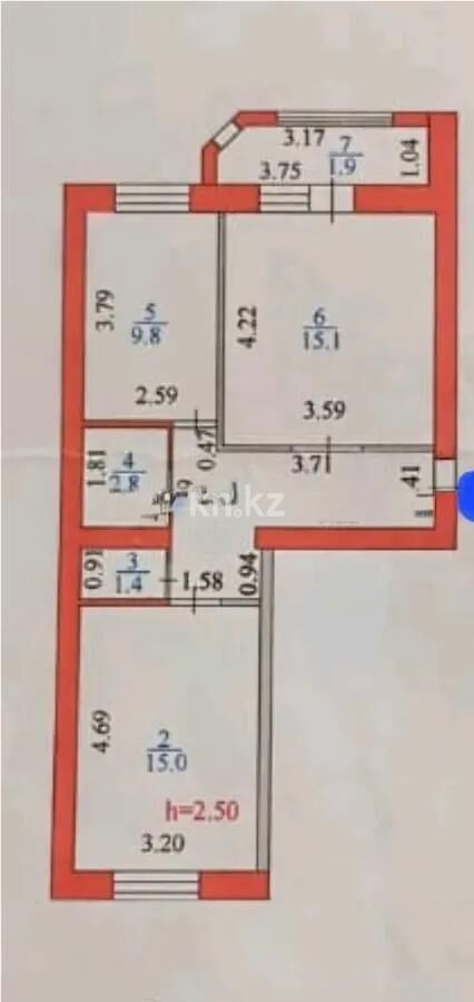 Продажа 2-комнатной квартиры, 55 м² - Продажа двухкомнатных квартир в блочном доме в Астане - страница 2 фото 5 из 5