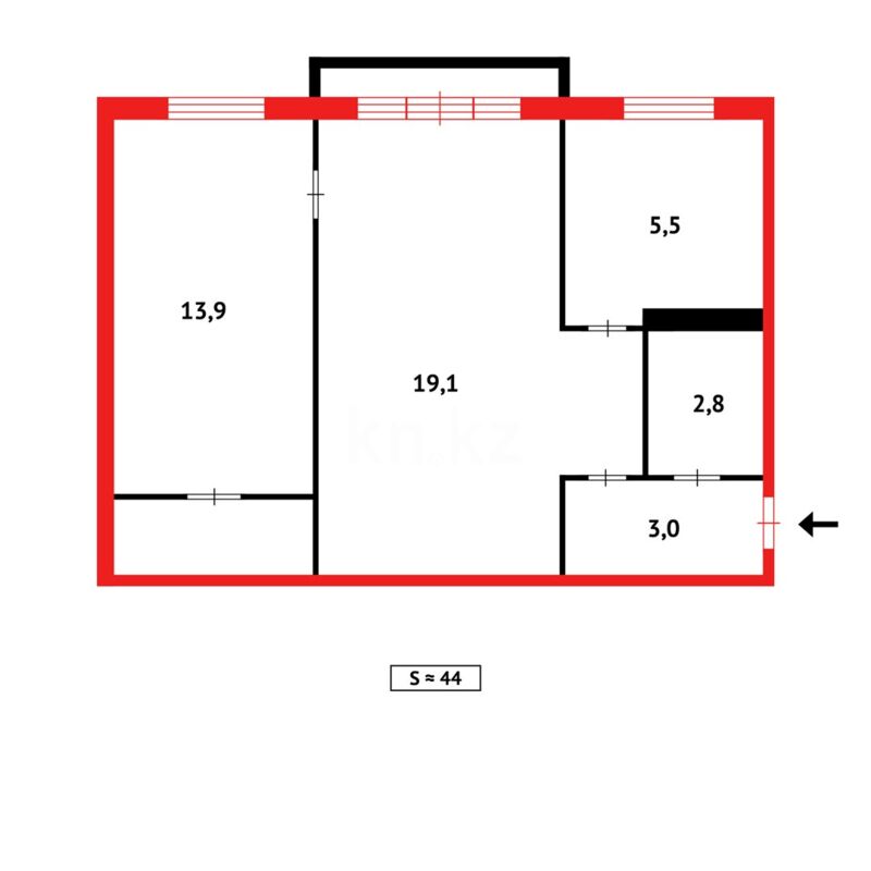 Продажа 2-комнатной квартиры, 45 м² - Продажа квартир в панельном доме в Темиртау - страница 6 фото 8 из 8