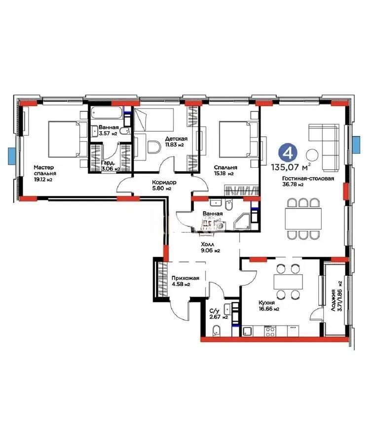 Продажа 4-комнатной квартиры, 138.5 м² - Недвижимость в Астане - страница 28 фото 4 из 4