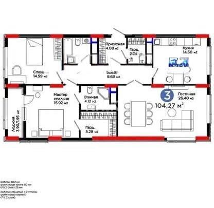 Продажа 3-комнатной квартиры, 104.27 м² - Продажа квартир в монолитно-каркасном доме в Астане - страница 109 фото 1 из 1