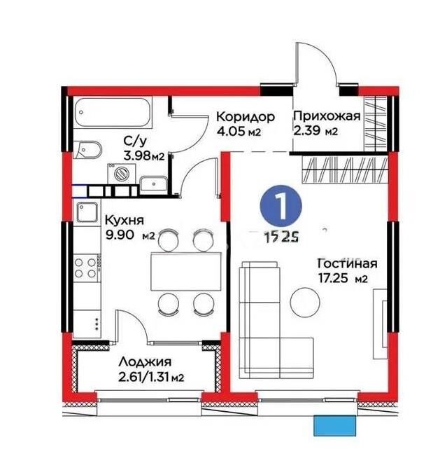 Продажа 1-комнатной квартиры, 38.9 м² - Продажа однокомнатных квартир в Медеуском р-не Алматы - страница 6 фото 1 из 1