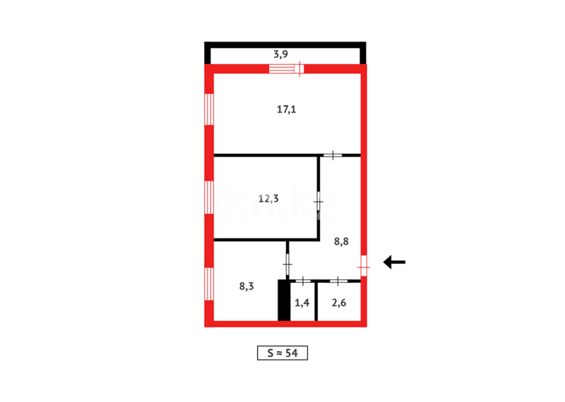 Продажа 2-комнатной квартиры, 53 м² - Продажа двухкомнатных квартир в панельном доме в Темиртау - страница 7 фото 7 из 7
