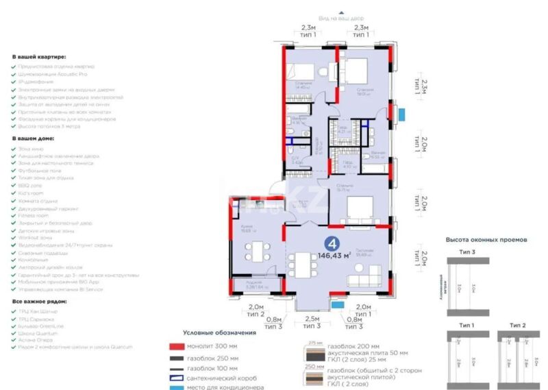 Продажа 4-комнатной квартиры, 146 м² - Продажа четырехкомнатных квартир в монолитно-каркасном доме в Казахстане - страница 23 фото 1 из 1