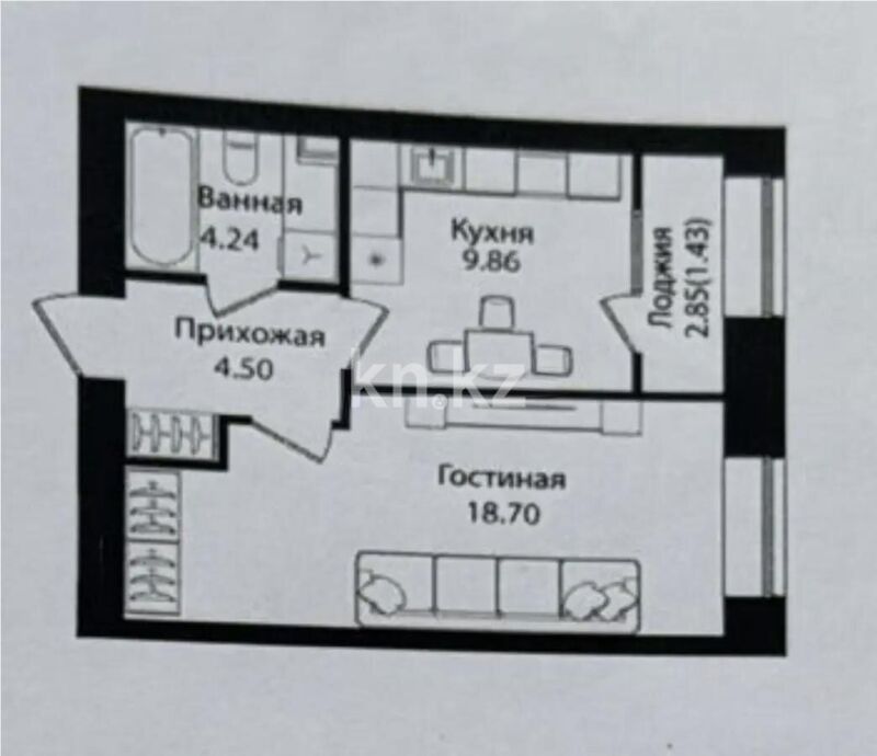 Продажа 1-комнатной квартиры, 38.73 м² - Продажа квартир в новостройках Астаны - страница 132 фото 3 из 3