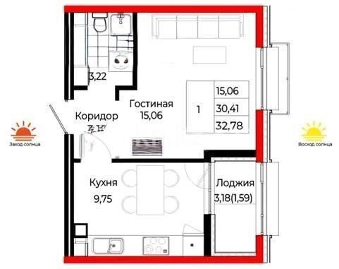 Продажа 1-комнатной квартиры, 32.7 м² - Продажа однокомнатных квартир в р-не Сарыарка Астаны - страница 16 фото 1 из 1