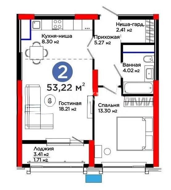 Продажа 2-комнатной квартиры, 53.22 м² - Продажа квартир в р-не Есиль Астаны - страница 40 фото 3 из 3