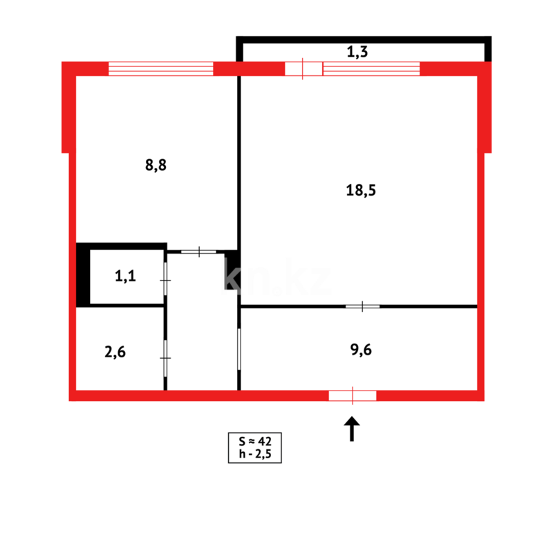 Продажа 1-комнатной квартиры, 42 м² - Продажа однокомнатных квартир в панельном доме в Караганде - страница 4 фото 11 из 11
