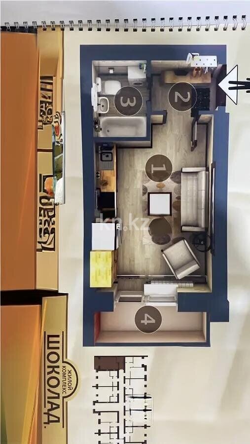 Продажа 1-комнатной квартиры, 30 м² - Продажа однокомнатных квартир в кирпичном доме в Астане фото 1 из 1