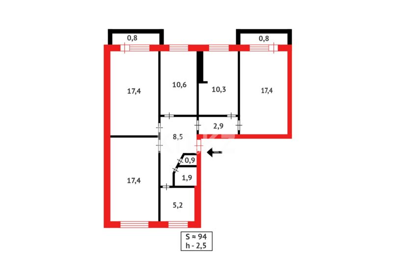 Продажа 5-комнатной квартиры, 94 м² - Продажа пятикомнатных и более квартир в Темиртау фото 16 из 16