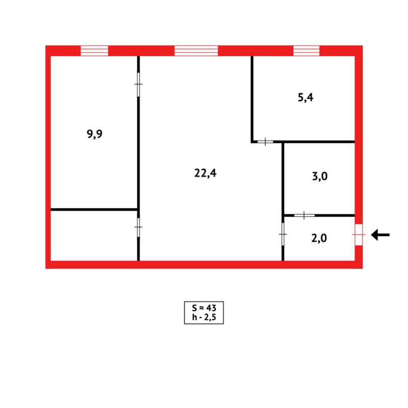Продажа 2-комнатной квартиры, 45 м² - Продажа двухкомнатных квартир в Темиртау - страница 7 фото 10 из 10