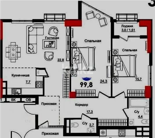 Продажа 3-комнатной квартиры, 99.8 м² - Продажа трехкомнатных квартир в Наурызбайском р-не Алматы - страница 17 фото 3 из 3