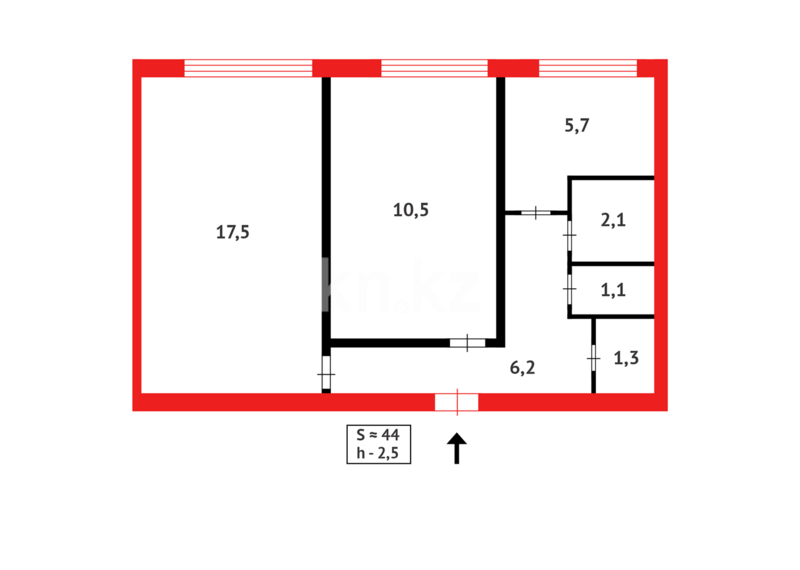 Продажа 2-комнатной квартиры, 44 м² - Продажа двухкомнатных квартир в Абае - страница 3 фото 5 из 5