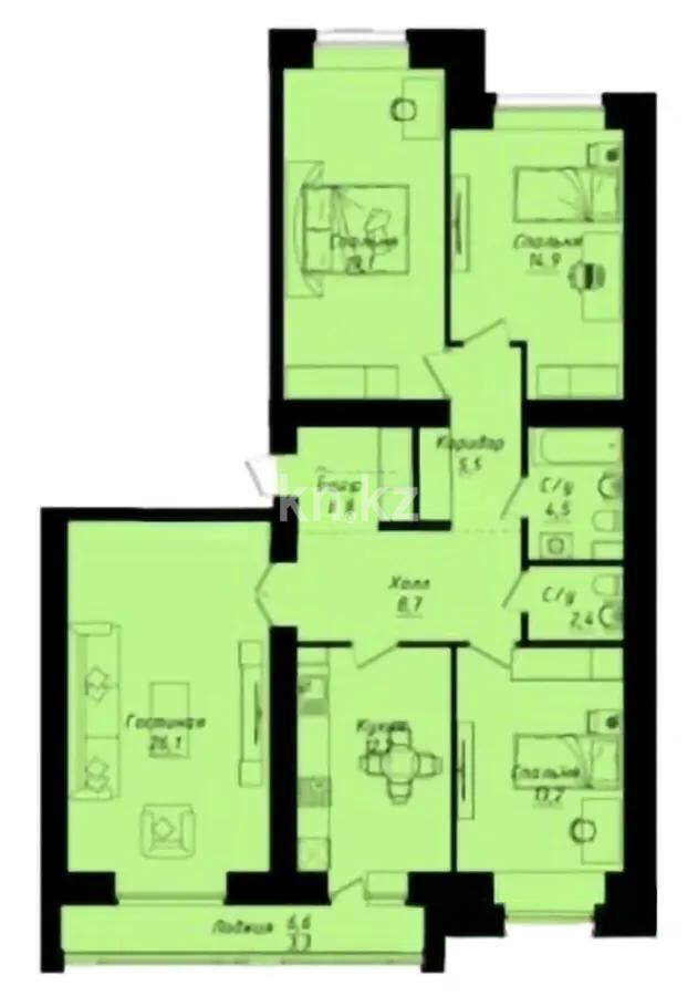 Продажа 4-комнатной квартиры, 114 м² - Продажа четырехкомнатных квартир в кирпичном доме в Казахстане - страница 16 фото 1 из 1