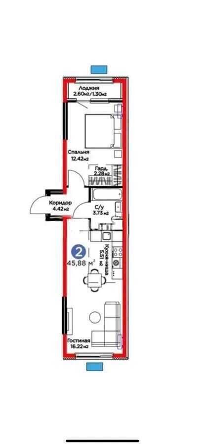 Продажа 2-комнатной квартиры, 45.88 м² - Продажа квартир в новостройках Алматы - страница 329 фото 3 из 3