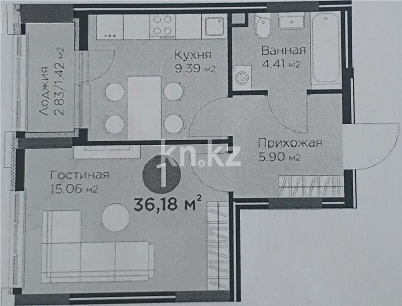 Продажа 1-комнатной квартиры, 36.18 м² - Продажа однокомнатных квартир в р-не Есиль Астаны - страница 20 фото 1 из 1