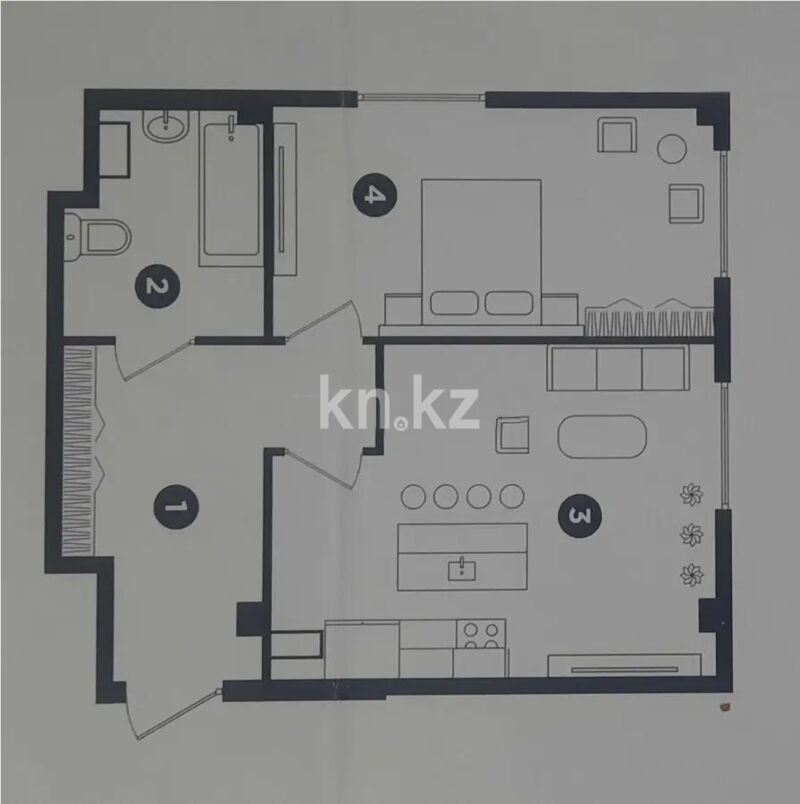 Продажа 2-комнатной квартиры, 49.3 м² - Продажа квартир в новостройках Алматы - страница 336 фото 4 из 4